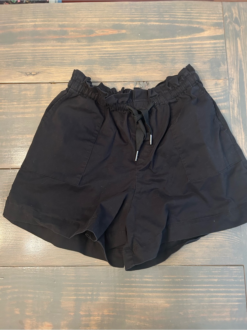 Varley Black High-Waist Drawstring Shorts